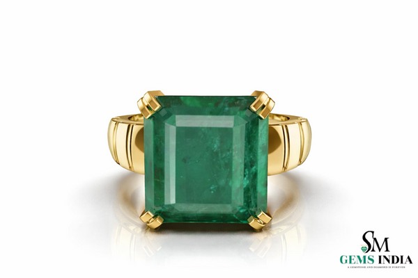 Mens Emerald Octagon Ring: Genuine Zambian Gem, Solid Gold