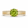 Natural Round Cut Peridot Faceted Gemstone Engagement Ring