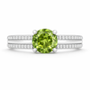 Natural Round Cut Peridot Faceted Gemstone Engagement Ring