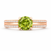 Natural Round Cut Peridot Faceted Gemstone Engagement Ring