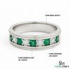 Men's 18k Gold Genuine Emerald & Diamond Wedding Band – May Birthstone
