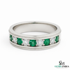 Men's 18k Gold Genuine Emerald & Diamond Wedding Band – May Birthstone