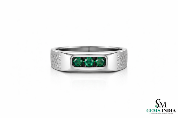 Natural Zambian Emerald Men's Ring: 14k Gold May Birthstone