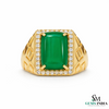 10.50 Carats Natural Emerald Cabochon Sugar Loaf Stone Ring - Valentines Day Men's Gift Ring