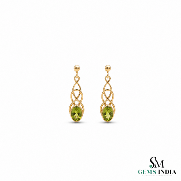 Oval Peridot Infinity Drop Earrings for Women – Elegant Gemstone Jewelry