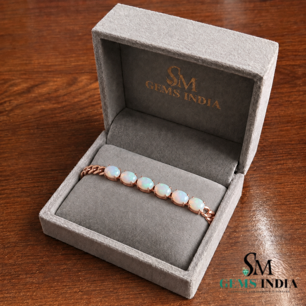 Oval Opal Cuban Link Bracelet - Luxury Opal Chain Bracelet for Women