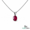Oval Red Ruby Solitaire Pendant Minimalist Ruby Birthstone for Women