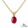Oval Red Ruby Solitaire Pendant Minimalist Ruby Birthstone for Women
