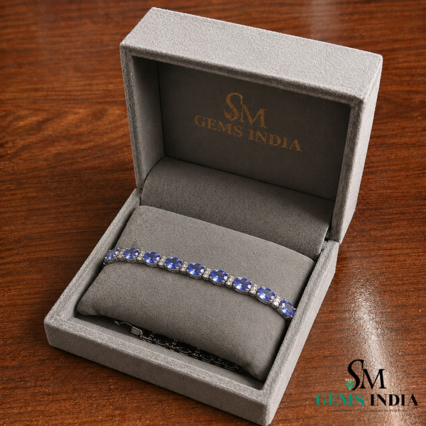 Oval Natural Tanzanite Diamond Tennis Bracelet - December Birthstone Jewelry