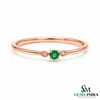 Elegant Round Emerald and Diamond Ring - Classic Emerald Engagement Ring