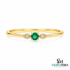 Elegant Round Emerald and Diamond Ring - Classic Emerald Engagement Ring