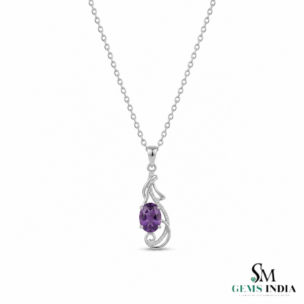 Oval Amethyst Pendant With Diamond Accents – Luxury Jewelry For Woman