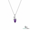 Pear Cut Amethyst Pendant With Diamond Accent & Curved Swirl Design