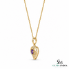 Natural Round Amethyst Heart Pendant With Diamond Accent - Romantic Jewelry Gift for Her