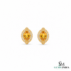 Natural Citrine Oval Stud Earrings With Diamond Halo - Fine Jewelry For Her