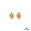 Natural Citrine Oval Stud Earrings With Diamond Halo - Fine Jewelry For Her
