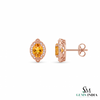Natural Citrine Oval Stud Earrings With Diamond Halo - Fine Jewelry For Her