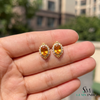 Natural Citrine Oval Stud Earrings With Diamond Halo - Fine Jewelry For Her