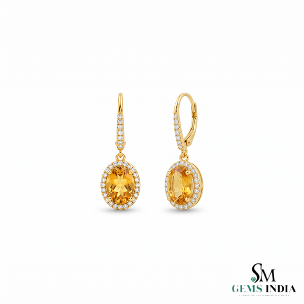 Luxury Oval Citrine and Diamond Drop Earrings – Special Occasion Jewelry