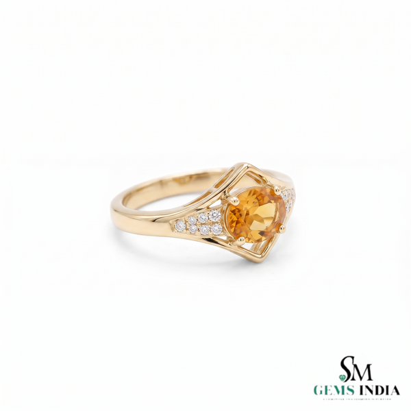 Doppelter Smaragd-Ring in offenem Design aus 14 Karat Gold – Band mit quadratisch und rund geschliffenen grünen Edelsteinen