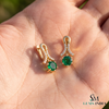 7,80 ct dunkelgrüne Statement-Ohrhänger mit großen sambischen Smaragden im Smaragd- und Ovalschliff, 18 Karat Gold, Smaragdohrringe, ovale Smaragdstifte (Kopie)