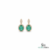 Vintage-Inspired Oval shape Natural Emerald Diamond Halo Earrings
