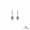 Luxury Natural Emerald Teardrop Earrings with Diamond Border 14K Gold
