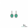 Vintage-Inspired Oval shape Natural Emerald Diamond Halo Earrings