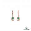 Luxury Natural Emerald Teardrop Earrings with Diamond Border 14K Gold