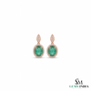 Vintage-Inspired Oval shape Natural Emerald Diamond Halo Earrings