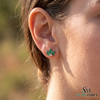 Marquise shape Natural EmeraldDiamond Floral Stud Earrings – 14K Gold