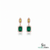 Royal Emerald cut Natural Emerald Halo Drops Earring– 14K Gold Dangle Elegance