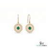 2.10 carat Sun Halo Natural Emerald Dangle Earrings in 14k Gold – Artisan Boho Luxury