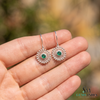 2.10 carat Sun Halo Natural Emerald Dangle Earrings in 14k Gold – Artisan Boho Luxury