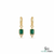 Emerald cut Natural Emerald Green Stone Dangle Earrings Diamond Accent Dangles