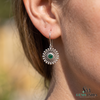 2.10 carat Sun Halo Natural Emerald Dangle Earrings in 14k Gold – Artisan Boho Luxury