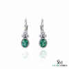 2.10 carat Oval Natural Emerald Dangle Earrings with Diamond Cluster 14K Gold Gift for Her