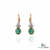 2.10 carat Oval Natural Emerald Dangle Earrings with Diamond Cluster 14K Gold Gift for Her