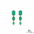 Emerald Cut , Pear Oval Three-Tier Natural Emerald Drop Earrings in 14K Gold