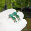 Emerald Cut , Pear Oval Three-Tier Natural Emerald Drop Earrings in 14K Gold