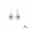 2.10 carat Sun Halo Natural Emerald Dangle Earrings in 14k Gold – Artisan Boho Luxury