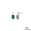 2.50 carat Oval shape Natural Emerald and Diamond Stud Earrings in 14k Gold