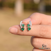 3.50 carat Green Natural Emerald Heart Drop Earrings Sparkling Diamond Curve