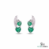 3.50 carat Green Natural Emerald Heart Drop Earrings Sparkling Diamond Curve