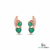 3.50 carat Green Natural Emerald Heart Drop Earrings Sparkling Diamond Curve
