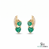 3.50 carat Green Natural Emerald Heart Drop Earrings Sparkling Diamond Curve
