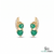 3.50 carat Green Natural Emerald Heart Drop Earrings Sparkling Diamond Curve