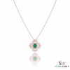 Radiant Oval Natural Emerald & Diamond Sunburst Pendant Diamond Burst Design