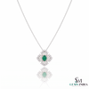 Radiant Oval Natural Emerald & Diamond Sunburst Pendant Diamond Burst Design