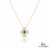 Radiant Oval Natural Emerald & Diamond Sunburst Pendant Diamond Burst Design